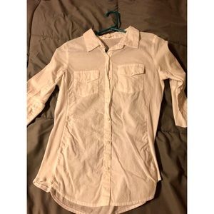 Juniors white button down top.